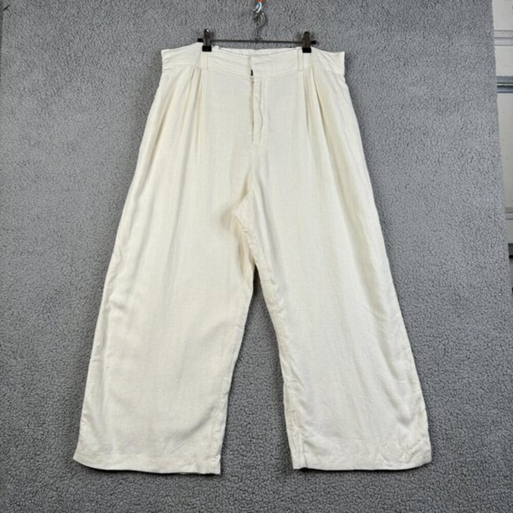 Abercrombie & Fitch Pants Size XLS‎ Ivory Tailored Wide Leg Pleated Linen Blend